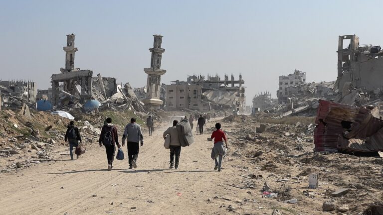 Forced Displacement of Palestinians in the Gaza Strip devastated by Israeli bombing, January 29, 2025