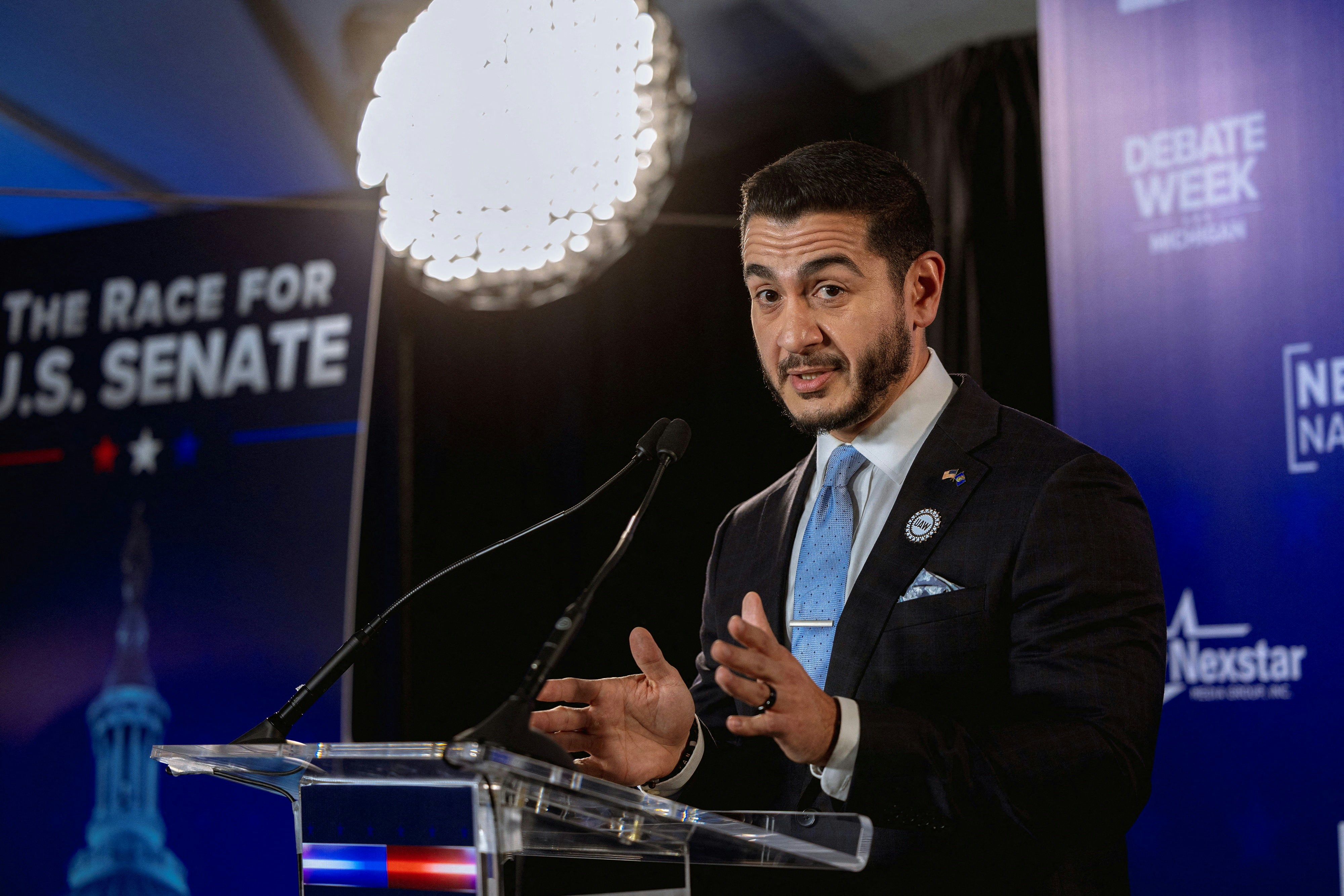 2026年10月8日,民主党参议院候选人赛义德(Abdul El Sayed)接受媒体访问。(Reuters)