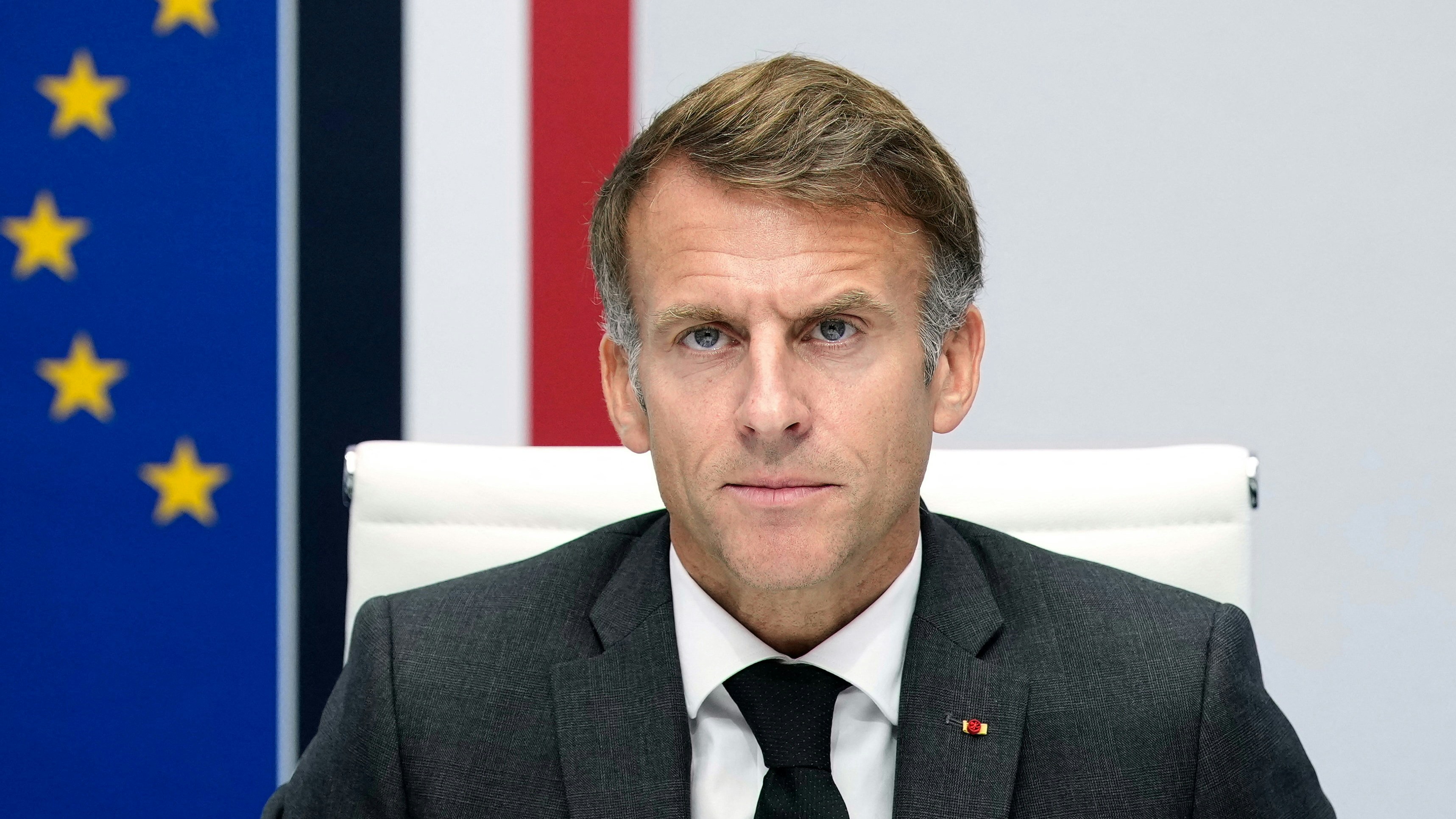 2026年10月22日,法国巴黎,总统马克龙(Emmanuel Macron)在爱丽舍宫出席安全会议。(Reuters)