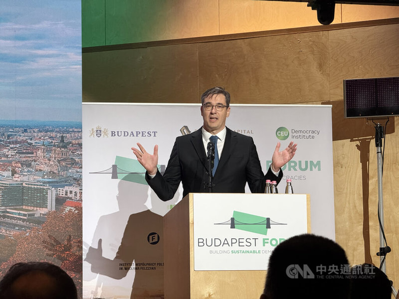 布达佩斯市长卡拉松尼(Gergely Karácsony)1日出席「布达佩斯论坛」(Budapest Forum)。中央社记者刘郁葶布达佩斯摄 115年10月4日