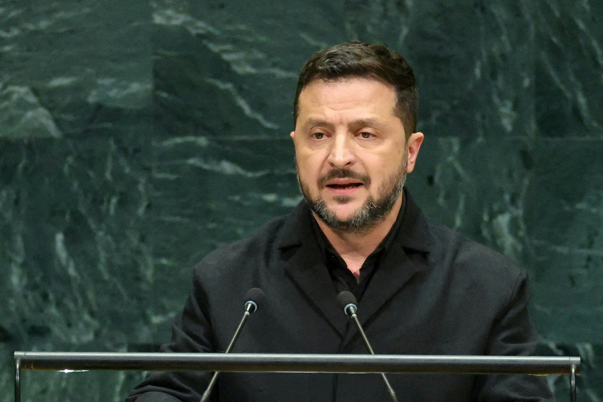 2026年9月23日,乌克兰总统泽连斯基(Volodymyr Zelenskiy)于联合国大会发表演说。(Reuters)