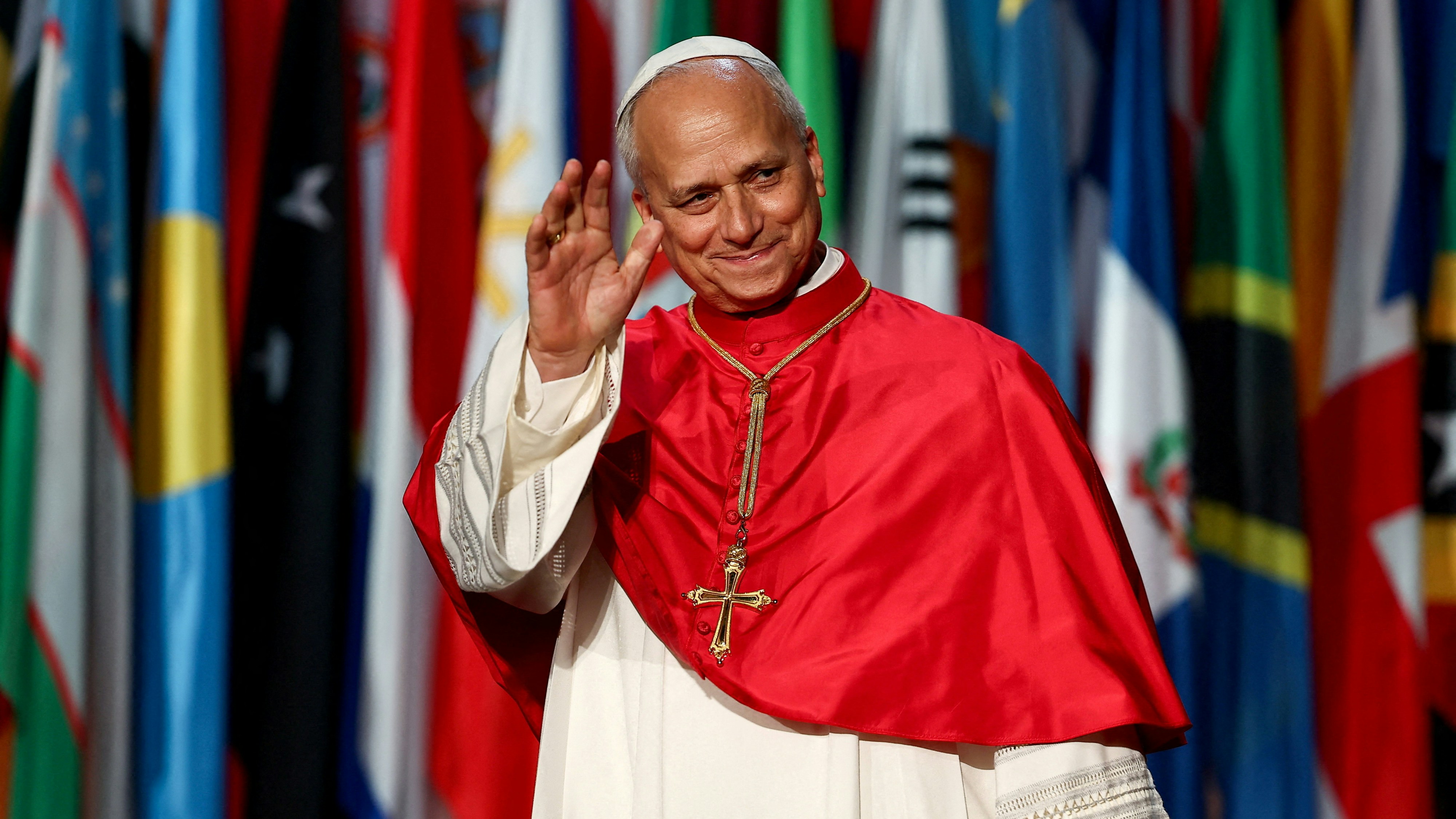 2026年9月25日,法国巴黎,教宗良十四世(Pope Leo XIV)在联合国教科文组织(UNESCO)总部出席一场有关人工智能的会议。(Reuters)