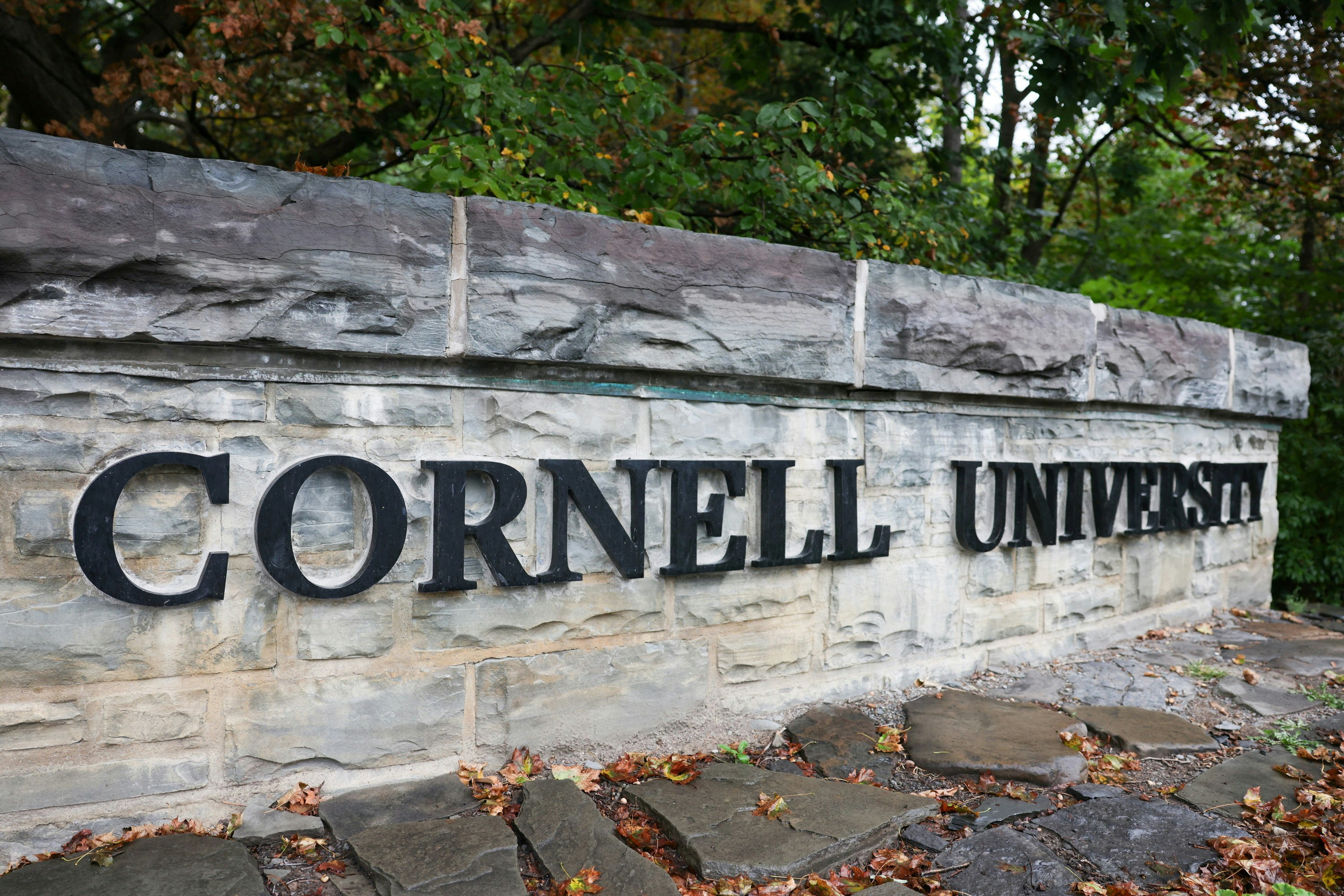 2026年10月1日,美国纽约州,图为康奈尔大学(Cornell University)校园内的门牌。(Reuters)