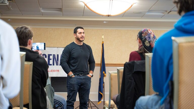 US Senate candidate for michigan Abdul El-Sayed meets voters at Michigan Technological University. October 22, 2025