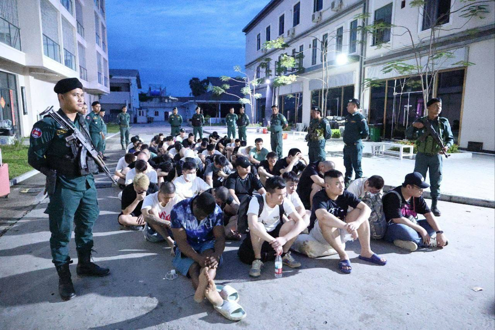 柬埔寨警方抓获电诈嫌疑人