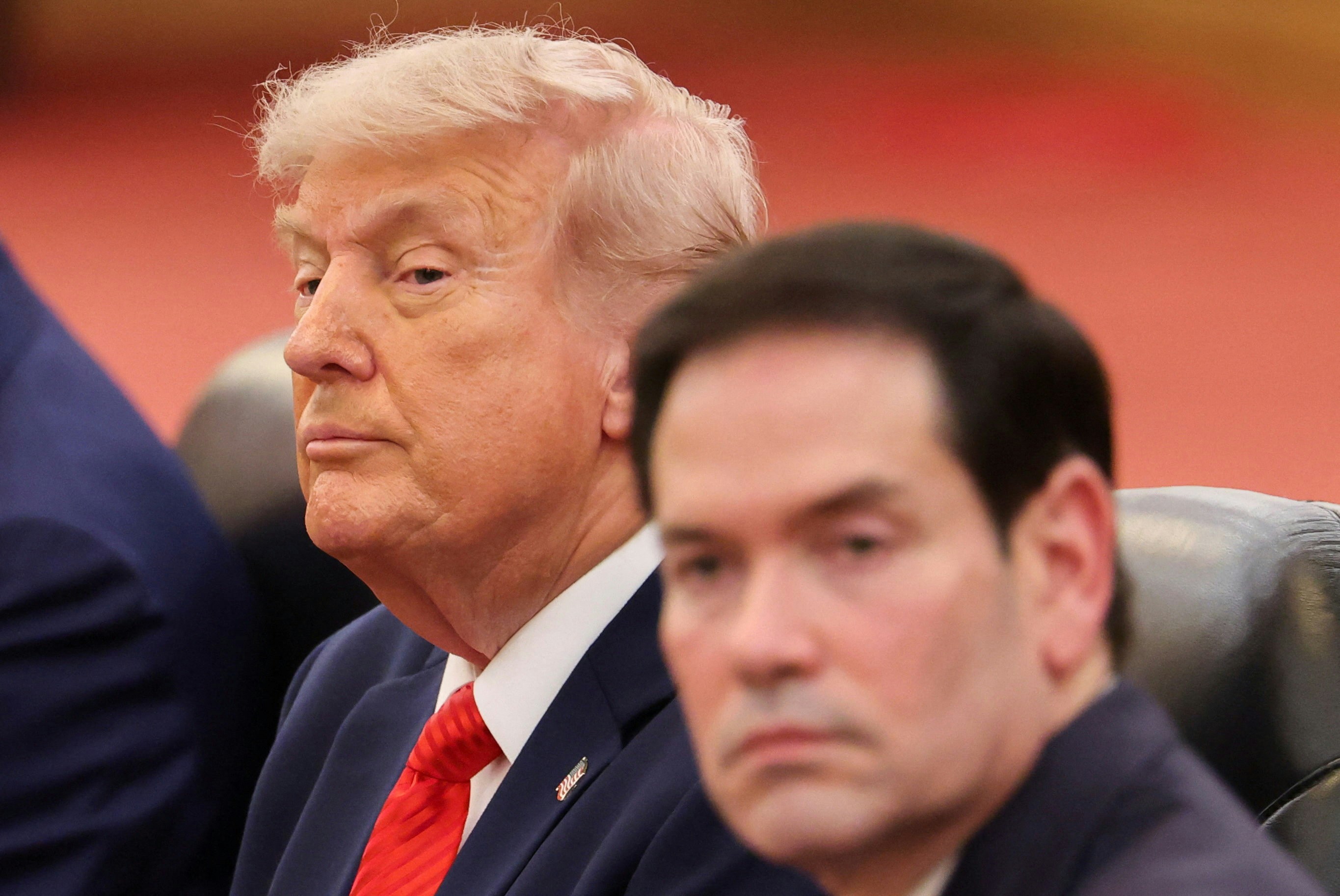 2026年5月14日，美国国务卿鲁比奥（Marco Rubio）随同美国总统特朗普（Donald Trump）访华，出席与中国国家主席习近平（不在图中）的双边会晤。（Reuters）