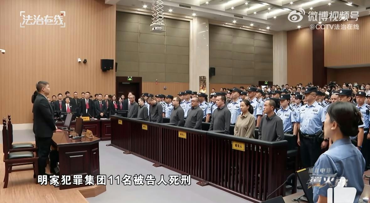 法庭最终判处明国平、明珍珍等11名被告人死刑、5名被告人死缓。(央视新闻)