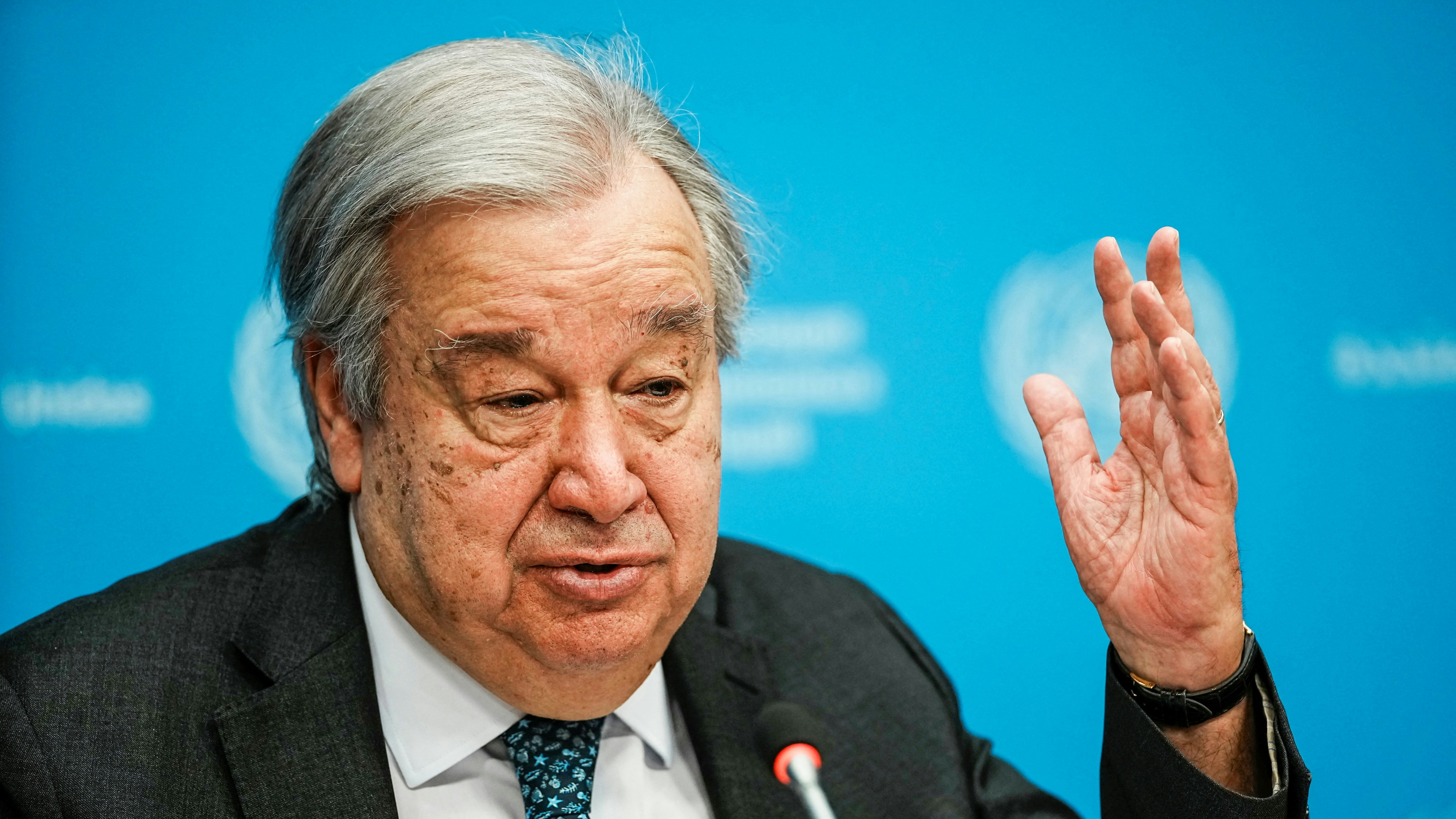 2026年1月29日,美国纽约市,联合国秘书长古特雷斯(Antonio Guterres)在联合国总部举行新闻发布会,阐述2026年的工作重点。(Reuters)